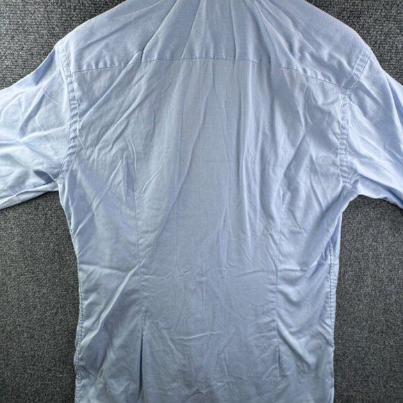 Eton Long Sleeve Button Up Shirt Men Cotton Designer Blue 16 Slim Woven Romania - Picture 15 of 16